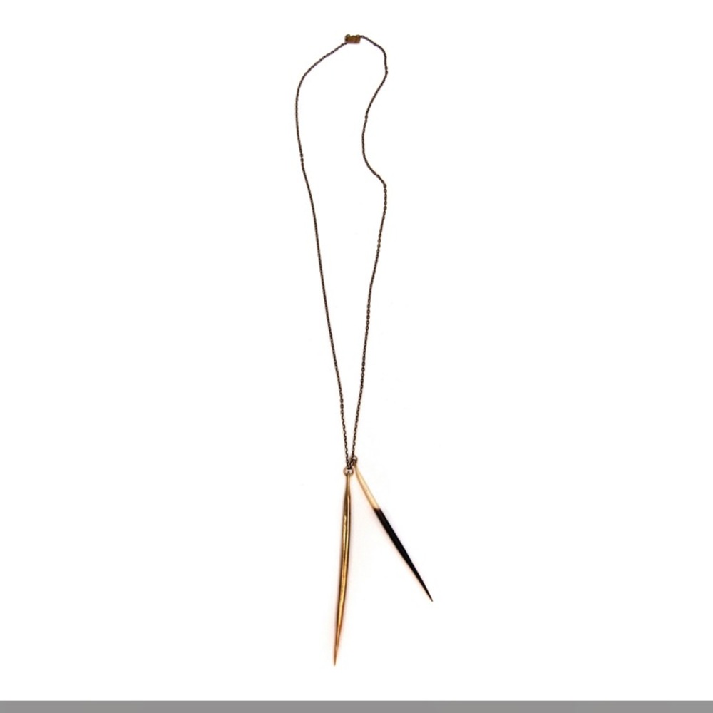 Porcupine Quill / Brass Quill Pendant Necklace